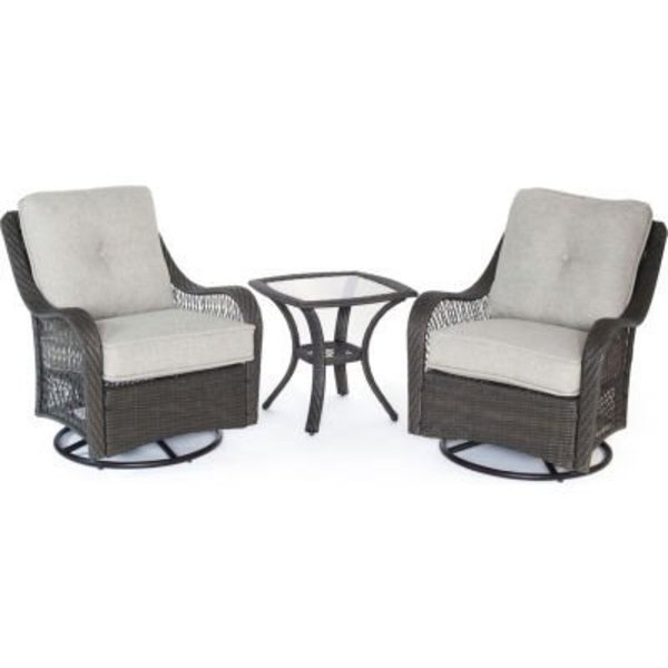 Almo Fulfillment Services Llc Hanover® Orleans 3 Piece Swivel Rocking Chat Set, Silver Lining/Gray ORLEANS3PCSW-G-SLV
